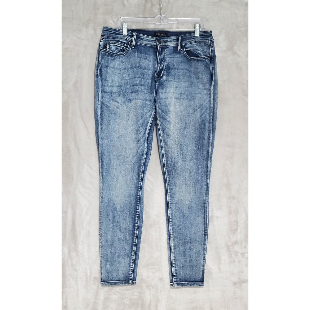 Judy Blue Jeans Womens 15/32 Skinny Fit Blue Stretch Washed Out High Rise Denim